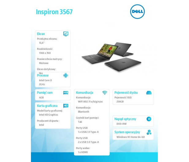 Dell Inspiron 3567 i3-6006U/4GB/128GB SSD/Intel HD Graphics/15.6' - 1382791 - zdjęcie 2